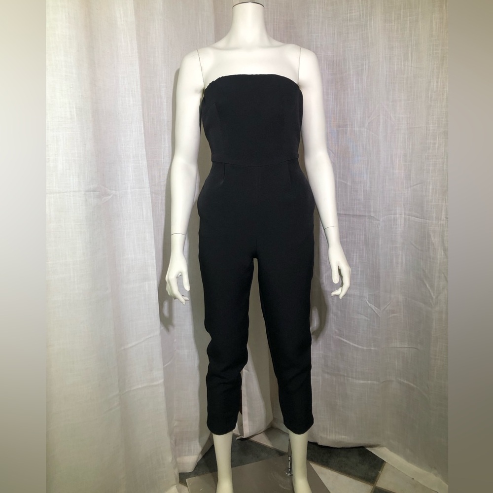 Express Strapless Black Cropped Jumpsuit